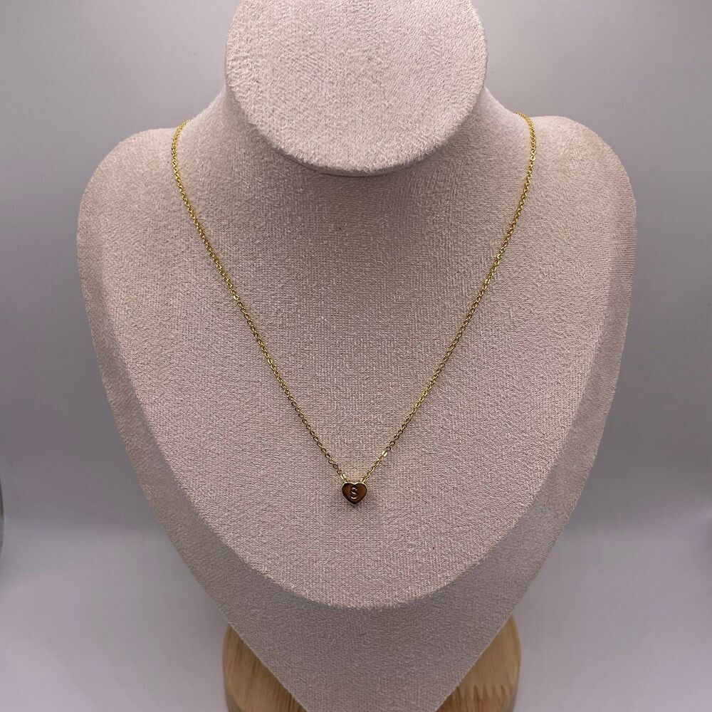 Macy's Women's Double-Sided Reversible Red Heart S Initial Gold Tone Necklace